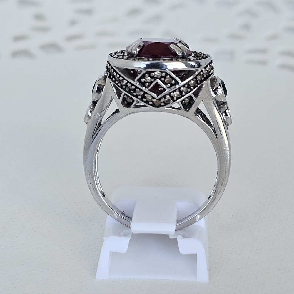 Genuine Rarities Carol Brodie Ruby, Champagne Diamonds & Blue Topaz Sz 7.75 - Picture 4 of 17